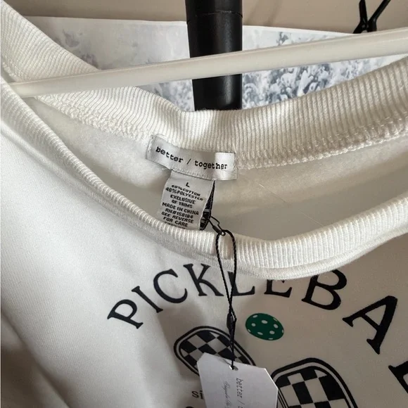Pickleball Social Club Cropped Sweatshirt by Better Together NWT, Size Large - Picture 3 of 5